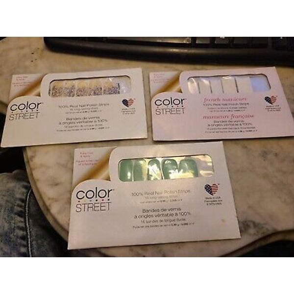 3 pc/set COLOR STREET 100% Real Nail Polish Strips French Manicure Made in USA