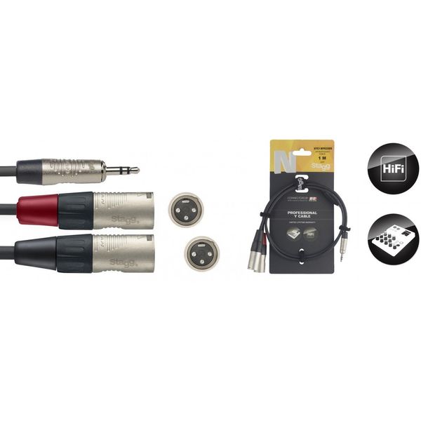 Stagg 21380 1 m Audio Splitter Y Cable - Black