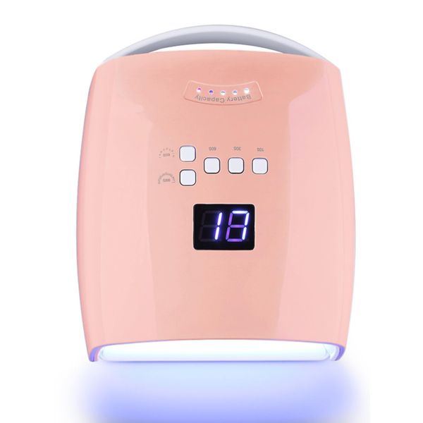 Rechargeable UV LED Nail Lamp 48W, Cordless Nail Dryer with Metal Base, Auto Sensor and 5 Timer Settings, Salon Quality UV Nail Light(Pink)