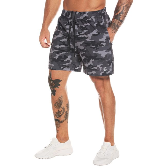 MOVEUP Herren Sport Shorts Kurze Hose Schnell Trocknend Sporthose Leicht mit Reißverschlusstasche mit Handtuchschlaufe