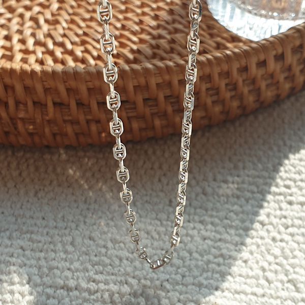 925 Silver Mini H Chain Necklace Line Silver Necklace