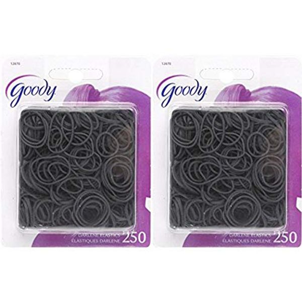 Goody Classics Girls Rubberband, Black, 250 Count (Pack of 2)