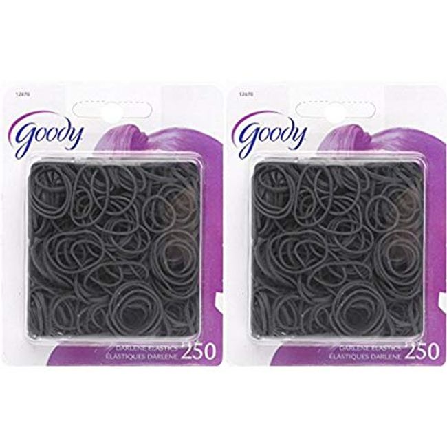 Goody Classics Girls Rubberband, Black, 250 Count (Pack of 2)