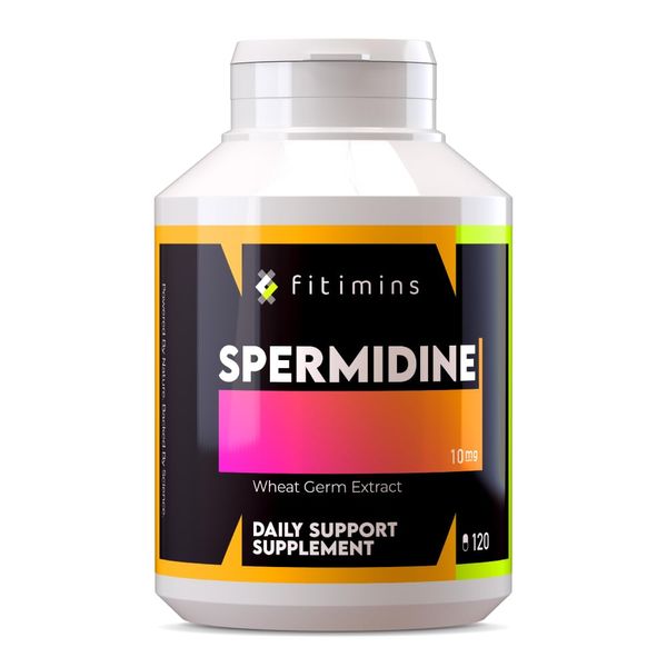 Spermidine 10mg Anti-Ageing Supplements | High Strength Wheat Germ Extract | Combat Wrinkles, PromoteThicker Hair Growth & Healthy Cell Function | 2-Month Supply | 120 Vegan Capsules | Fitimins