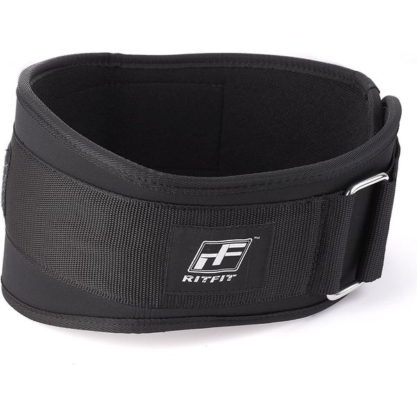 RitFit Weight Lifting Belt - Great for Squats, Lunges, Deadlift, Thrusters - Men and Women - 6 Inch Black - Firm & Comfortable Lumbar Support with Back Injury Protection