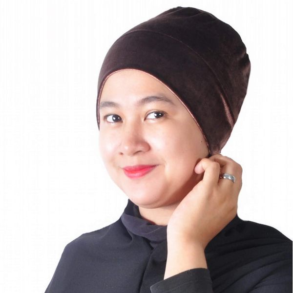 Mu LAN Shaper | Velvet Volumizer | Non-Slip Handmade Bun Hijab | Turban Under Scarf Shawl Chemo Cancer Head Cover Hair Loss (Brown)