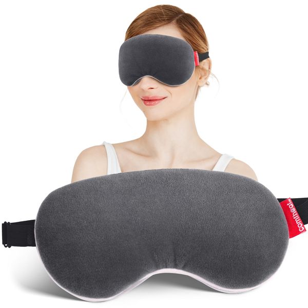 Comfheat Heated Eye Mask for Women & Men, Microwave Weighted Warming Eye Masks with Lavender Adjustable Band, Soft Breathable Cotton Eye Mask for Sleeping, Dark Circles