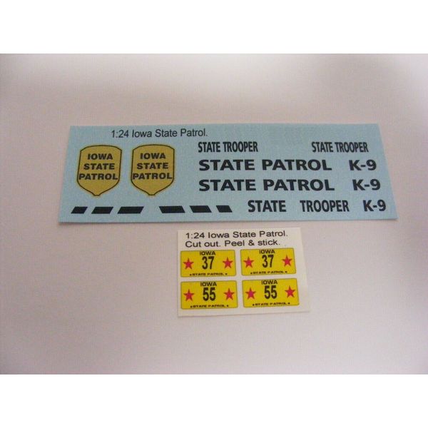 Iowa State Police 1:24 Water Slide Decals Works On Any Color Diecast Model Car