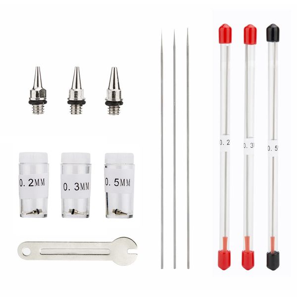 Youteo 0.2mm, 0.3mm, 0.5mm Airbrush Nozzle Needles Replacement Parts for Airbrush Trigger Gun