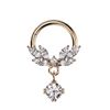 Treuheld® Segmentring-Clicker Piercing mit Kristallen und Anhänger [03.] Rosegold