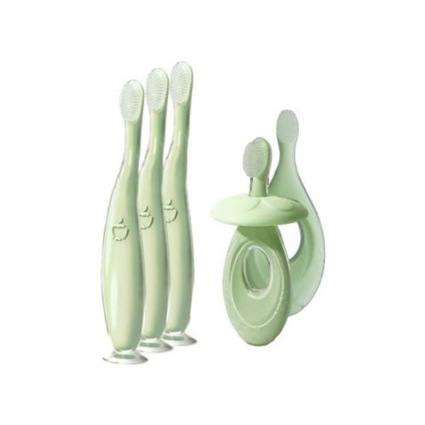 Baby Toothbrush Toothbrush Infant Toothbrush Teething Rattle Training Toothbrush Toothpaste Hugmuu (Set of 6, Green)