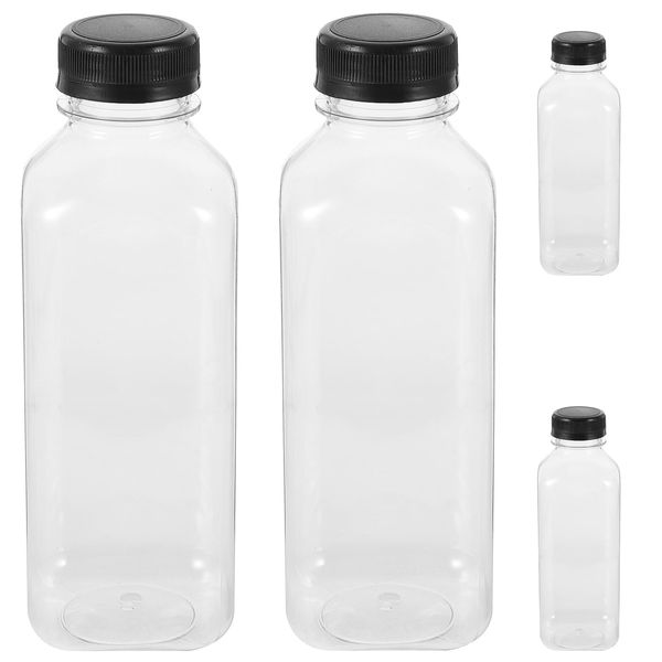 ULTECHNOVO Plastic Juice Bottles Empty Water Bottles, Plastic Milk Bottles with Lids Empty Juice Water Jugs Drinking Bottles for Home Outdoor Travel Kitchen (4pcs, 500ml)