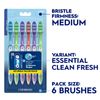 (2 pack) Oral-B Essential Clean Toothbrush, Medium, Gentle On Gums & Teeth, 6 Ct