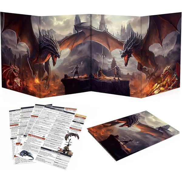 Haxtec DND DM Screen, Dungeons and Dragons Master Screen for Board Games Masters, TTRPG Accessories DND Gifts for DM Dungeons Masters