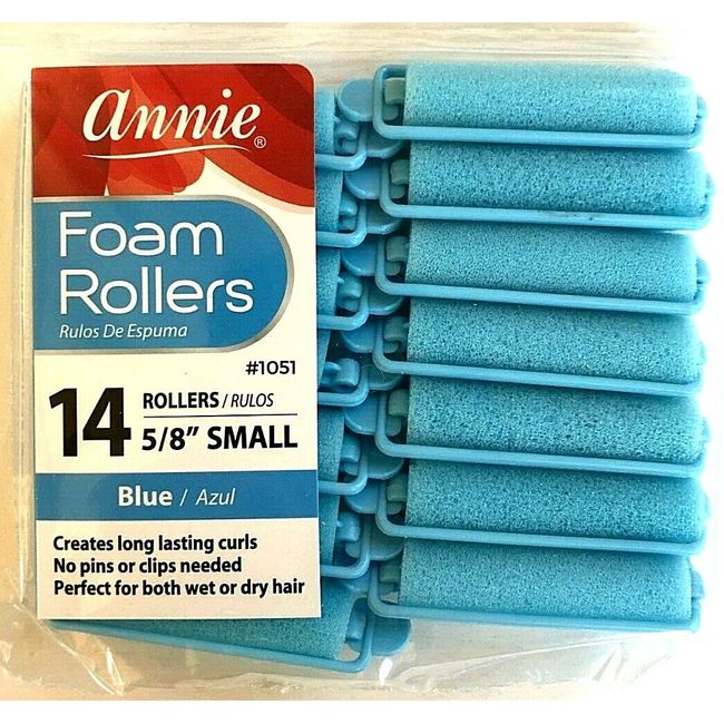 BRAND NEW ANNIE #1051 BLUE 14ct SMALL FOAM ROLLERS 5/8" DIAMETER