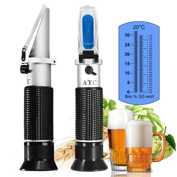 V·RESOURCING Beer Wort Refractometer,Brix/Specific Gravity Refractometer for Beer Brewing, Dual Scale(Brix 0-32%, SG Wort 1.000-1.130)
