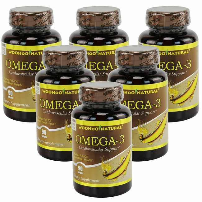 6x WooHoo Natural Purified Nature Fish Oil Omega-3 DHA EPA 90 softgels FREE SHIP