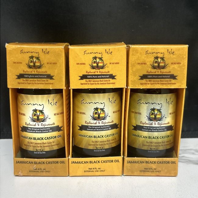 3 Pack - Sunny Isle Jamaican Black Castor Oil 4 oz 100% Pure And Natural  (2H)