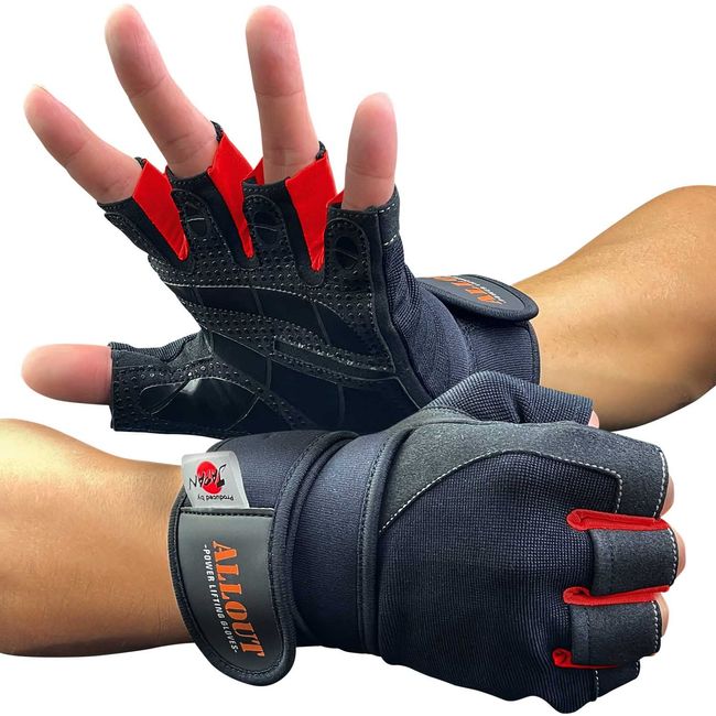 ALLOUT Training Gloves, Genuine Weightlifting, Training, Muscle Training, Top Physicar Supervision, All Out (M, Red)