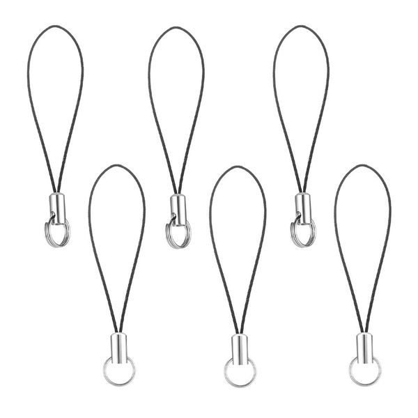 HiSumato Mobile Phone Strap Parts with Double Ring Strap (6 Black)