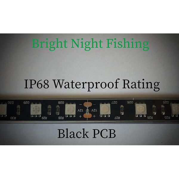 Bright Night 26 Foot UV LED Strip, Black Fishing Light, Fluorescent, Florescent, Ultraviolet Boat bass Fishing 12v dc Priority Shipping Pontoon Kayak John Boat Florescent line Glow