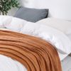 BOURINA Textured Solid Soft Sofa Throw Couch Cover Knitted Decorative Blanket,Almond, 152x203cm