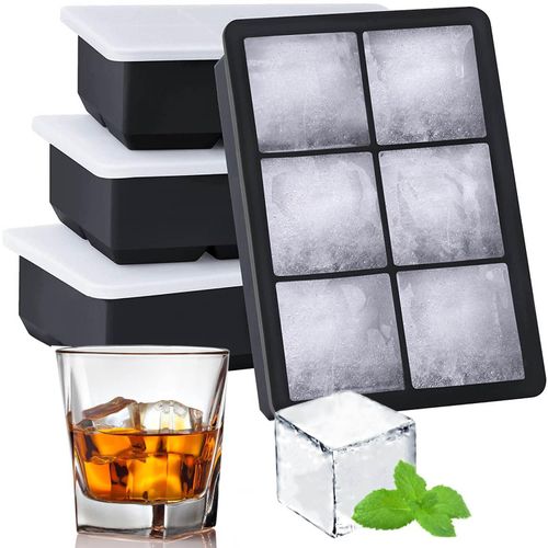 Lesipee Large Silicone Ice Cubes, Pack of 4 Ice Cube Trays, Ice Cube Tray with Lid, Silicone Ice Cube Tray, BPA-Free, Ice Cube Maker 5 cm Ice Cube Tray for Beer, Cocktails, Whisky