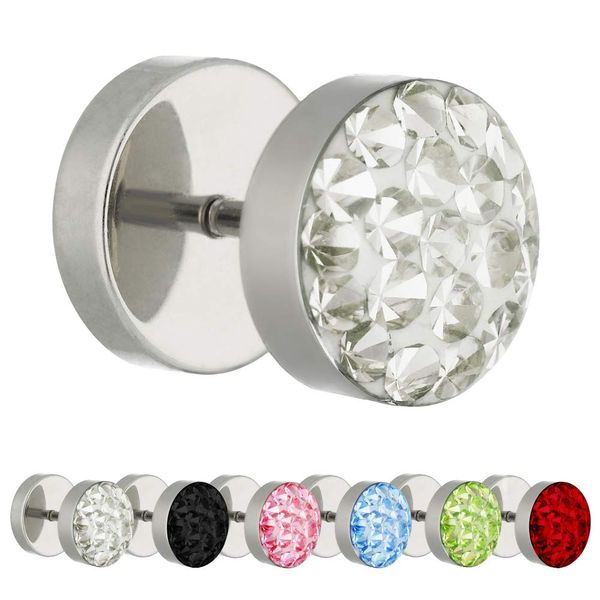 Treuheld Piercing Fake Plug - Silber - Schutzschicht - Kristall [2.] - schwarz