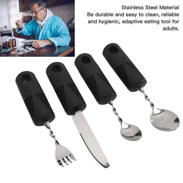 Weighted Silverware for Parkinsons Patients Arthritic Aid Hand Tremor Spoon Fork Knife Adaptive Utensil Set