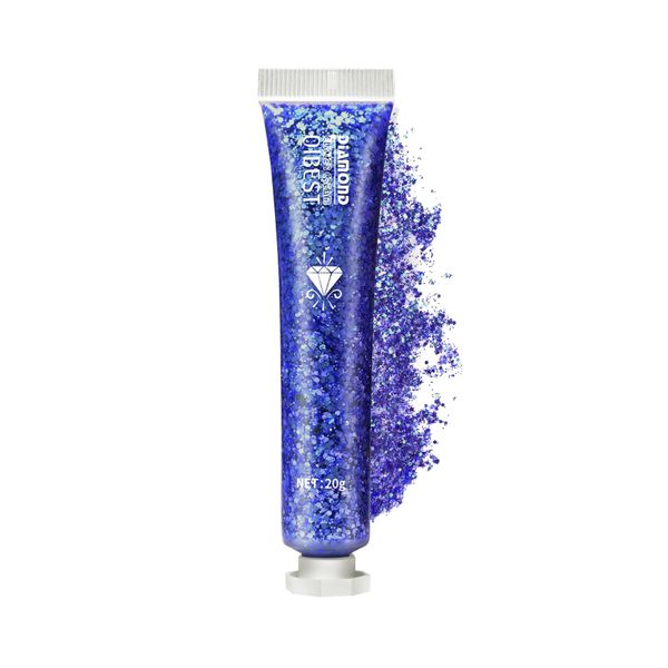 NebulaGlam Body Glitter gel, Long-Lasting Glitter Powder, Glitter Sequins Chunky Glitter Liquid Gel für Make Up Cosmetic Festival Party, DIY, Nägel, Lippen (Blau)