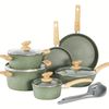 12Piece Kitchen Induction Cookware Set Granite Non Stick Pots and Pans Set w/Lid