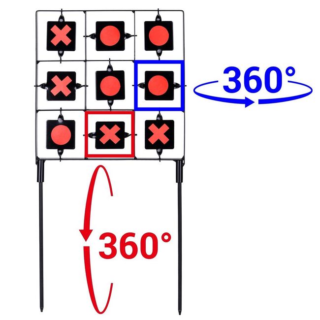 GearOZ Spinning Target for Airsoft Pellet, Tic-Tac-Toe Designed Pellet BB Gun Resetting Target