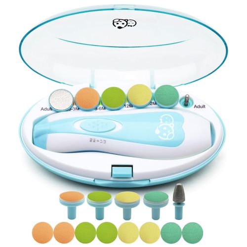 Electric Baby Nail File 20 in 1 Royal Angels, Safe Baby Nail Cutter, Baby Nail Care, Extra Replacement Heads, Baby Nail (Blue)