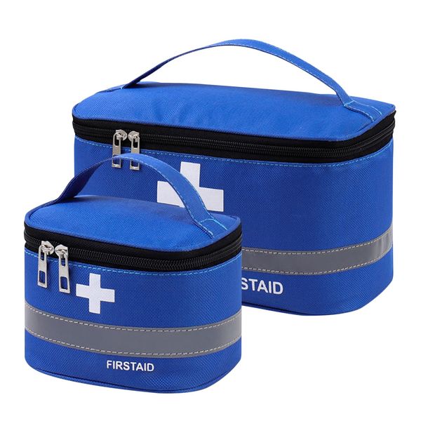 Olymajy 2 Pieces First Aid Kit Bags, Empty Medicine Bags, First Aid Bag Portable Medical Medicine Bags for Outdoor Camping, Travel, Work (Blue)