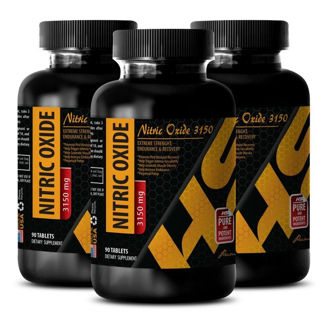 nitric oxide pills - NITRIC OXIDE 3150mg - muscle building pills - 3 Bottles