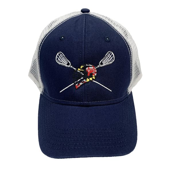 Maryland Lacrosse Sticks & Helmet (Navy & White) / Trucker Hat - 1 / Blue