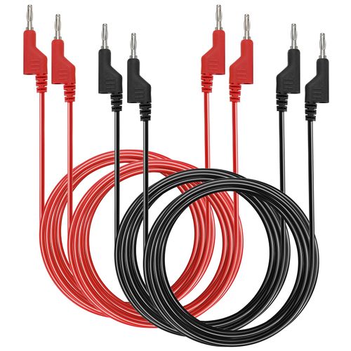 Sumnacon 4 Pcs Banana Plug Test Leads - 2M, 1000V/15A, Stackable, Multimeter Clip Wires for Electrical Testing