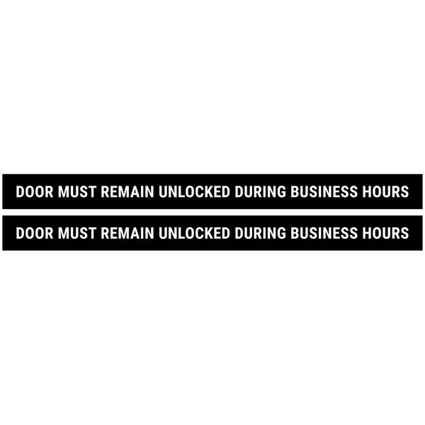 This Door To Remain Unlocked During Business Hours Sign Adhesive Decal Sticker 2x24 inches (Pack of 2)