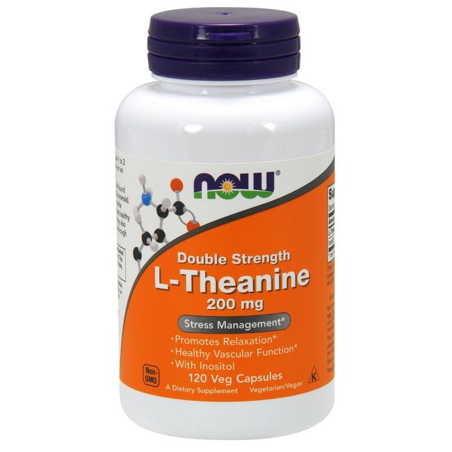 NOW Foods L-Theanine, 200 mg, 120 Veg Capsules