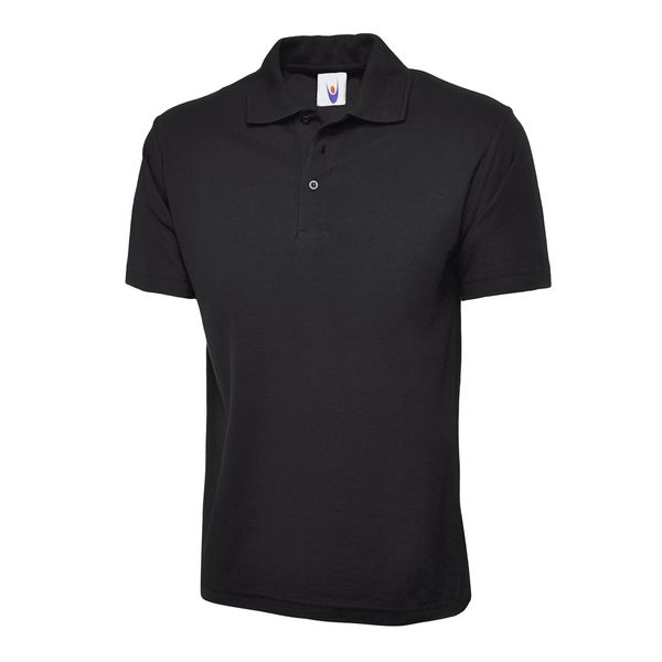 Mens & Womens Classic Polo Shirt Short Sleeve Plain Tee Top Casual Work Sports (XS, Black)