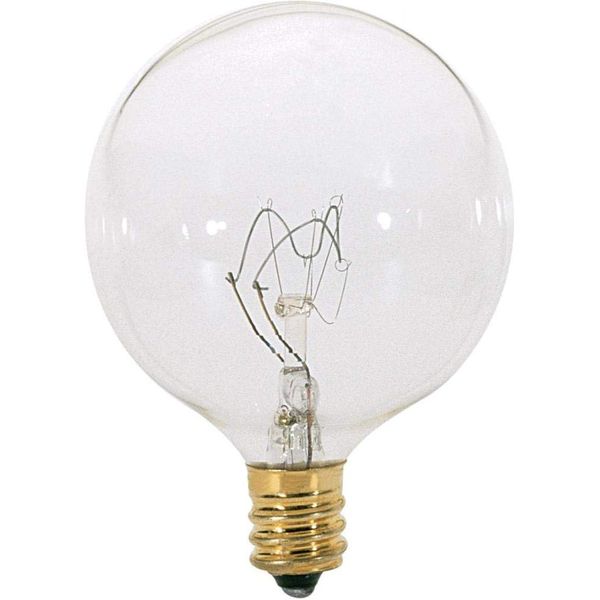 Satco A3922 130V Candelabra Base 25-Watt G16.5 Light Bulb, Clear