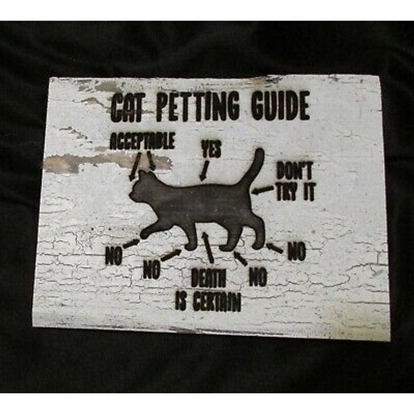 Cat Petting Guide sign Decor Wall Art Room Hanger Plaque Rustic