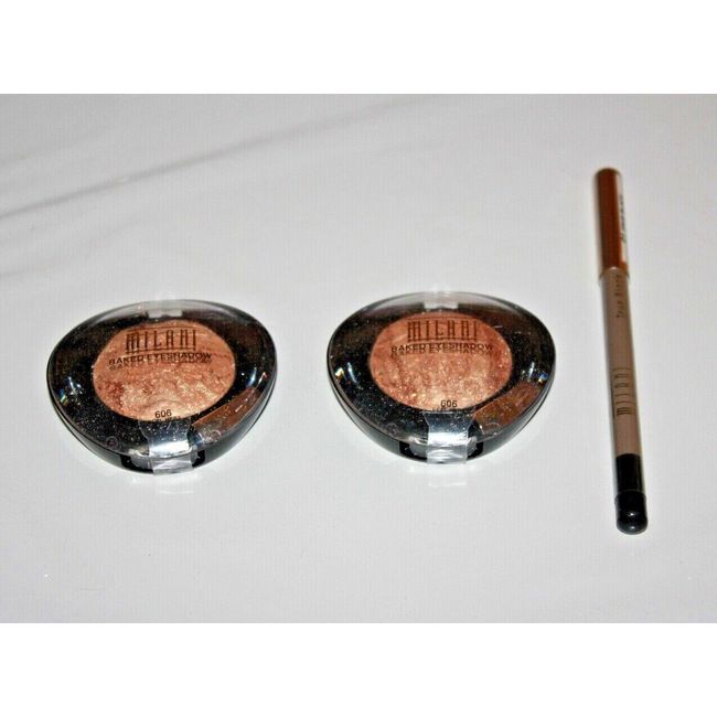 Milani Baked EyeShadow #606 Drench In Gold + Eye Pencil #01 Lot Of 3 Sealed