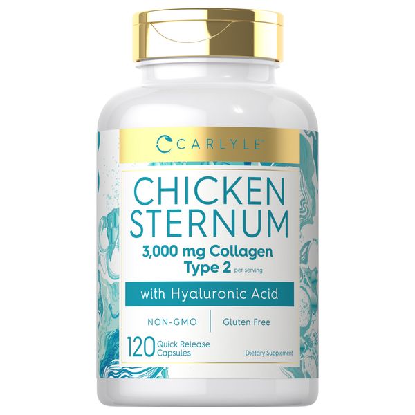 Chicken Sternum Collagen Type II 3000mg | Hyaluronic Acid | 120 Count | Carlyle