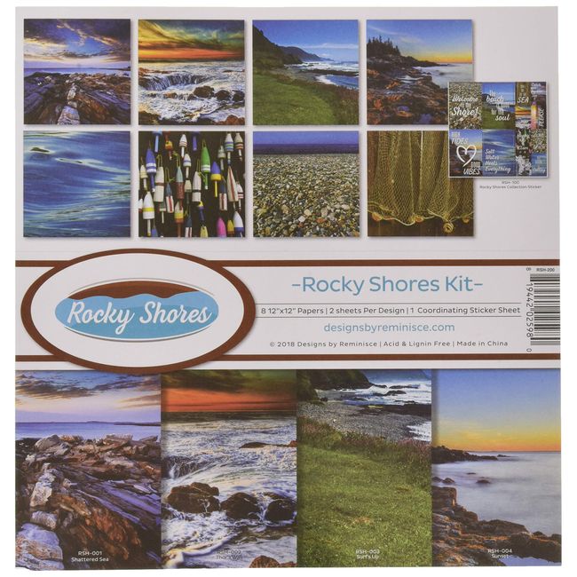 Reminisce Rocky Shores Scrapbook Collection Kit, Multi Color Palette