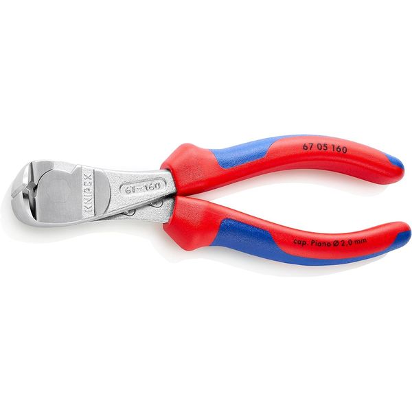 Knipex High Leverage End Cutting Nipper chrome-plated, with multi-component grips 160 mm 67 05 160