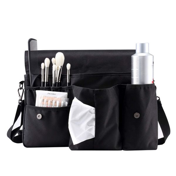 Rownyeon Professional Makeup Pouch, Studio Bag, Hair Makeup Bag, Large Capacity, Field Bag, Makeup Cap, Waist Pouch, Hairdresser Pouch, Makeup Brush Case, Waist Wrap, Functional, Waterproof, Portable, Unisex, Professional Tool Bag