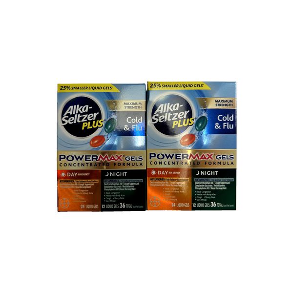 2X - Alka-Seltzer Plus PowerMax Cold Treatment Day and Night (36 Count)