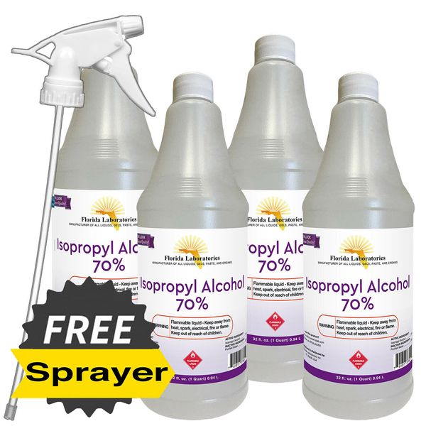 ISOPROPYL ALCOHOL 70% Rubbing Alcohol - 4 Quarts - USA Made - Free Shipping