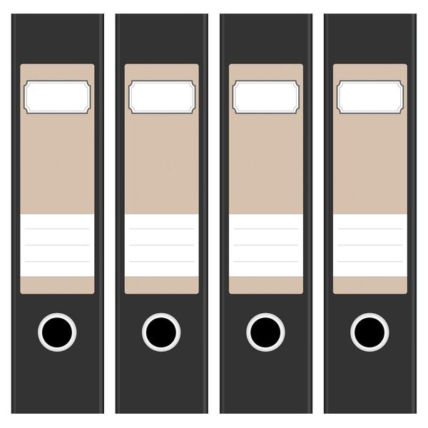 Ordneretiketten | 4 Aufkleber für breite Akten-Ordner | Farbe Helles Beige | selbstklebende Design Akten-Etiketten | Deko Sticker für Rückenschilder Ordnerrücken | zum Beschreiben